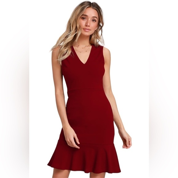 Lulus Tulip Hem Mini Dress M Valentines Day Flapper Wedding Guest Office Classic - Picture 2 of 12